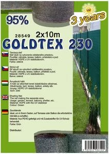 Árnyékoló háló GOLDTEX230 2x10m zöld 95%/6db-kart.