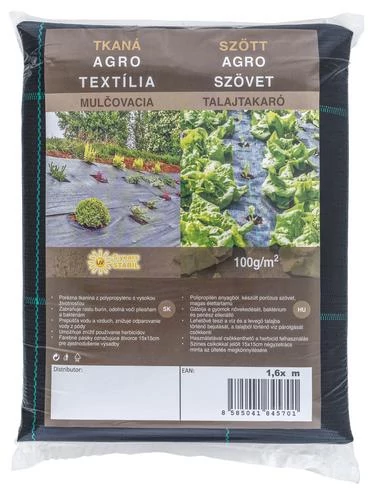 Agroszövet Fekete PPHA 100 g/m2/ 1,6 x  5m/8m2 /SK