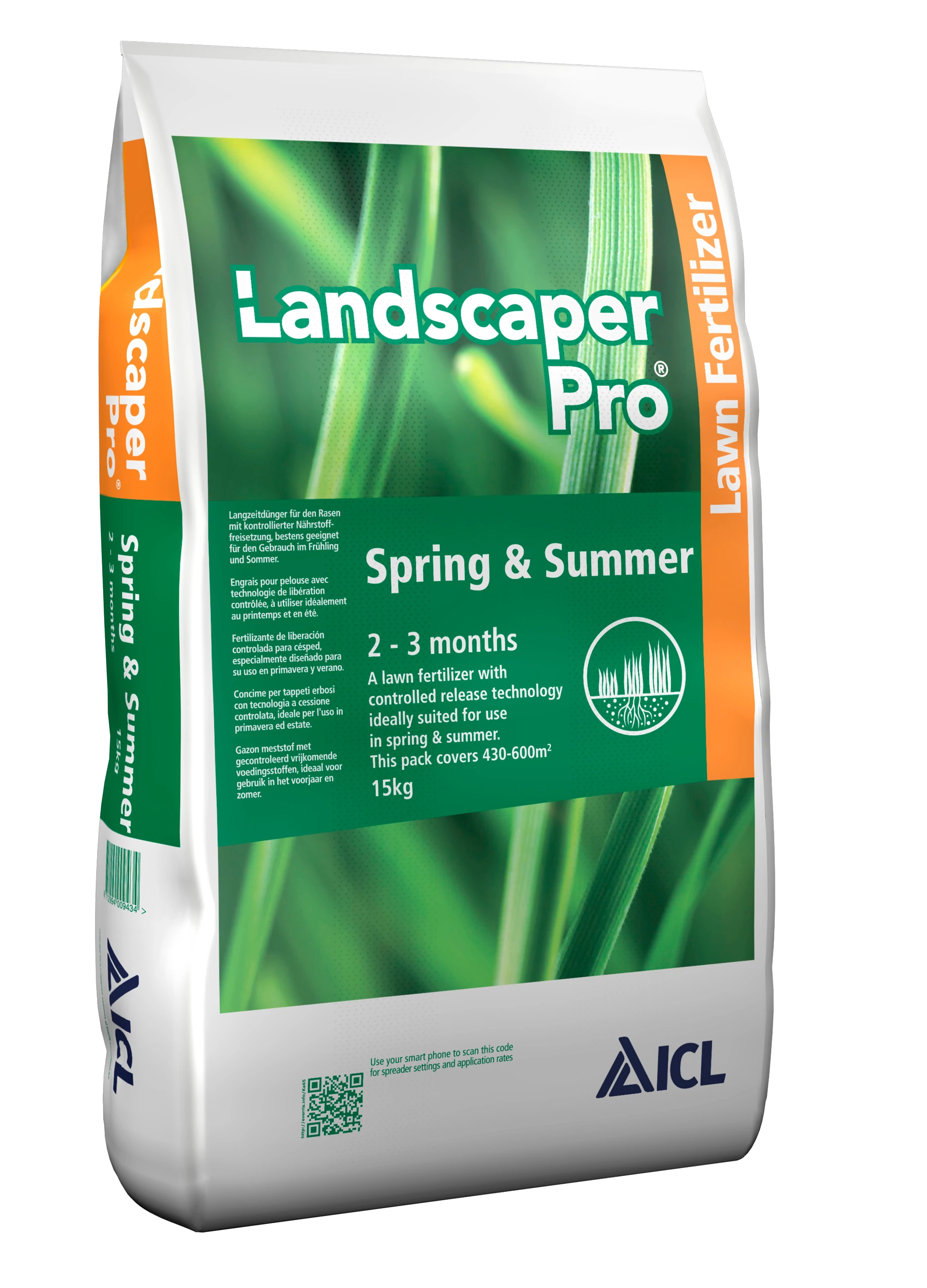 LandscaperPro. Spring & Summer 20+0+07+9CaO+3MgO/2-3M/15kg/66ks-pal.