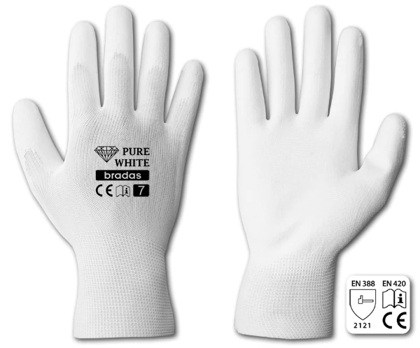 Kesztyű RWPWH7  PURE WHITE polyuretán 7