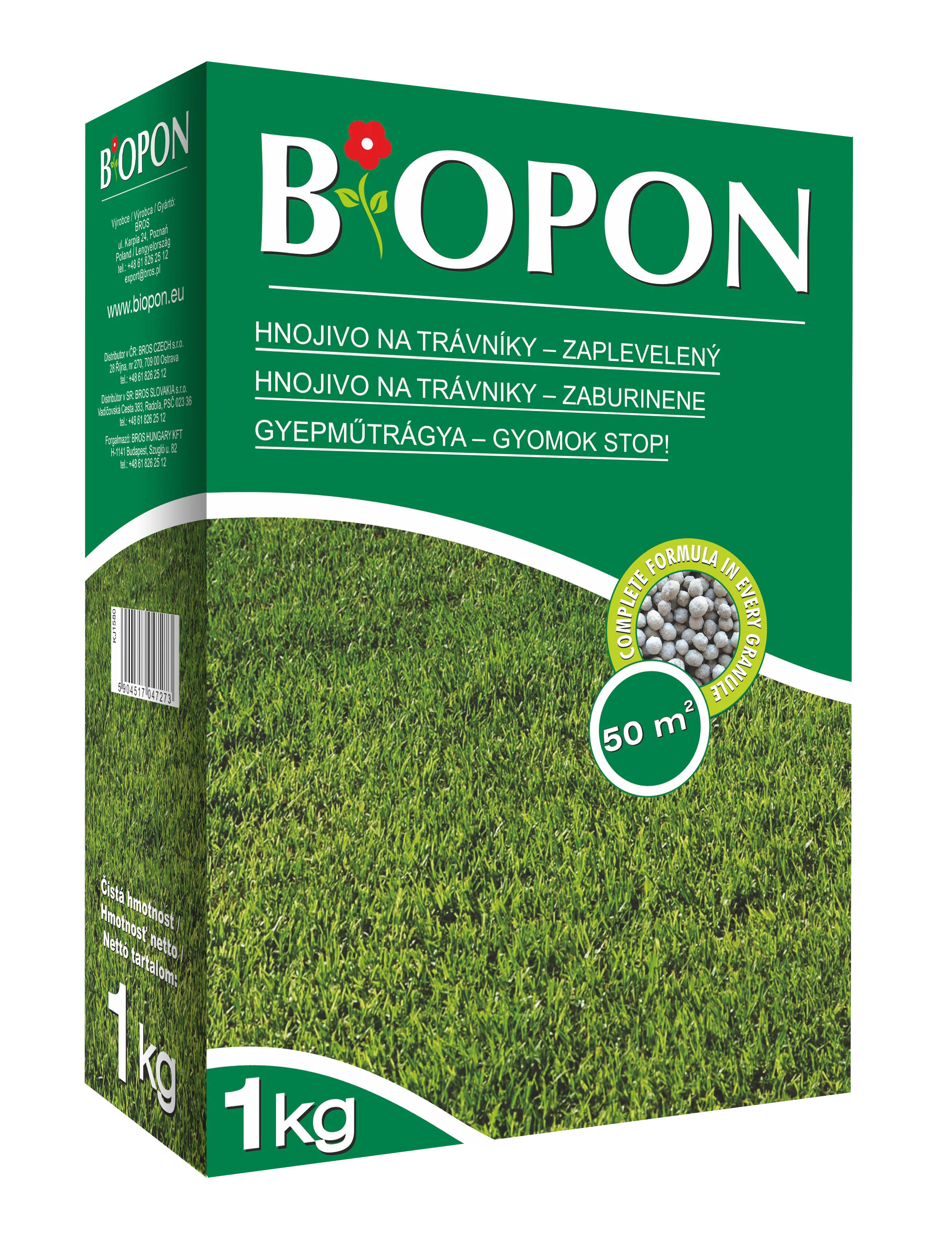 Biopon gyom stop gyepműtrágya 1 kg, 12 db/karton