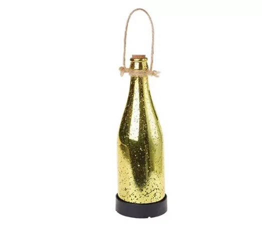 Dekoráció, fólia hatású üveg, Led világítás magasság 25cm  x átmérő 7.8cm