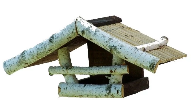 Madáretető 37x22x21cm (fenyő, nyír, nád tetővel)