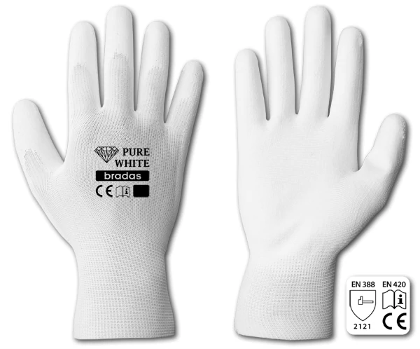 Kesztyű RWPWH10  PURE WHITE polyuretán 10