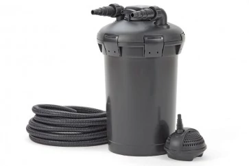Pontec PondoPress 15.000 ./2500 l/h Qmax/UVC 11W nyomásszűrő szett UVC-vel szivattyúval és tömlővel