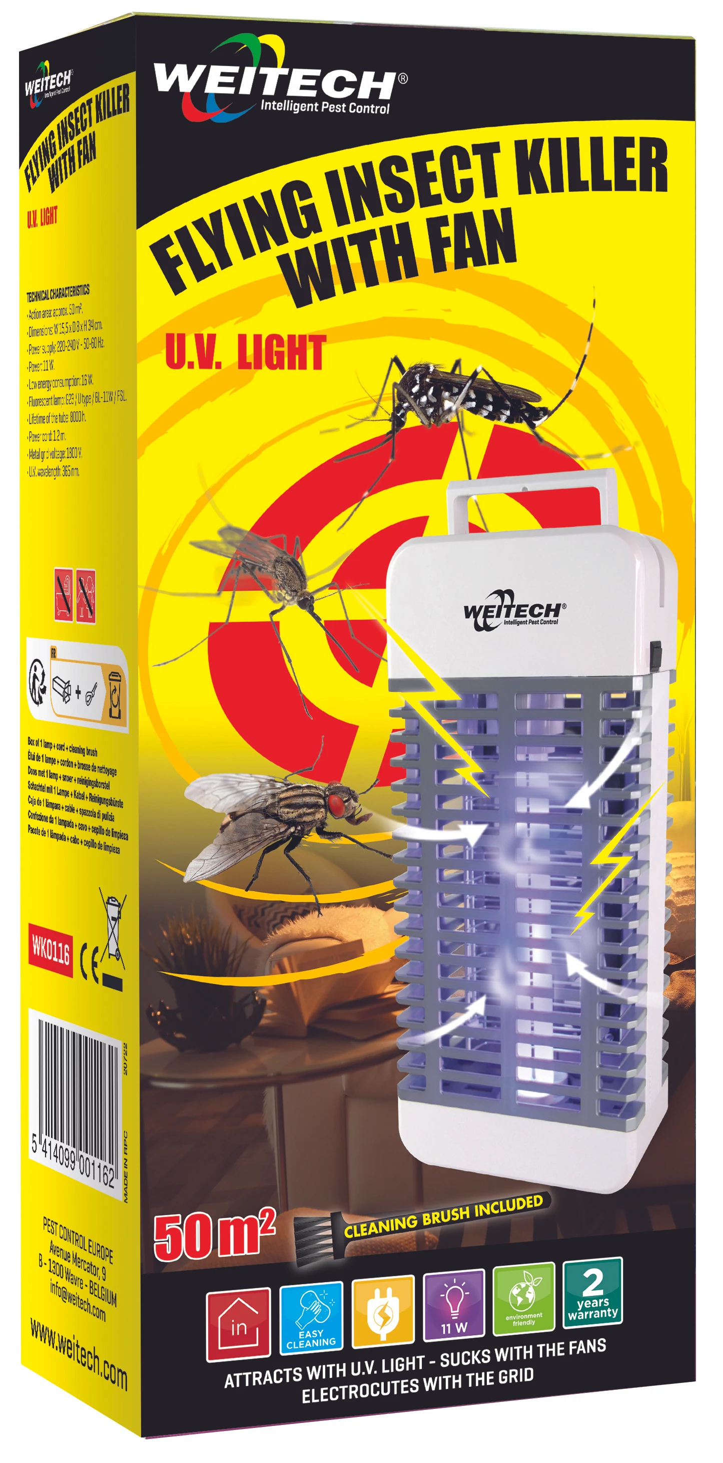 Weitech szúnyogcsapda UV lámpa, ventillátoros, 50 m2