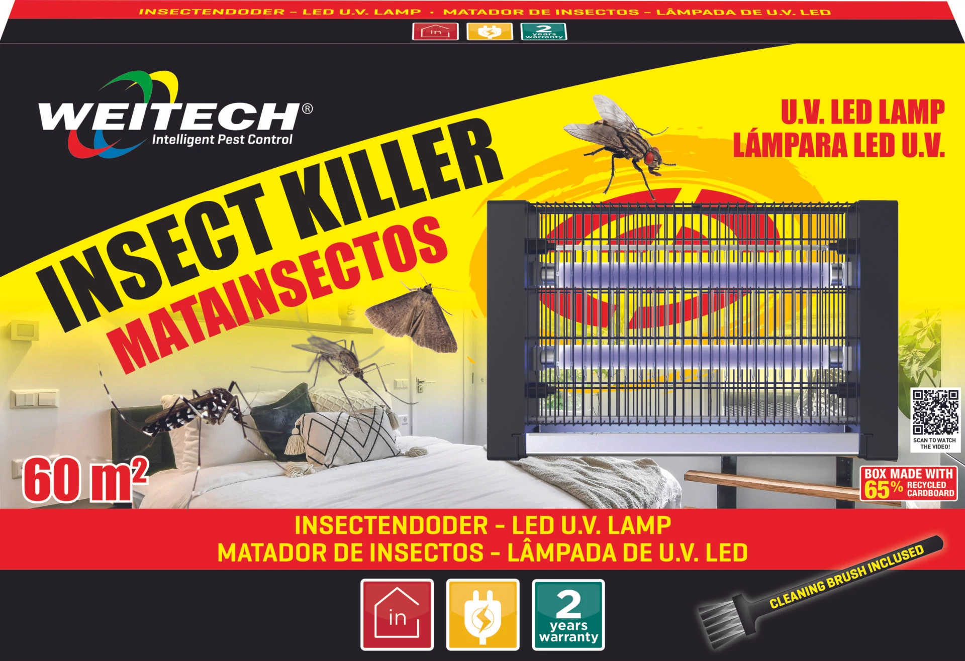 Weitech elektromos rovarcsapda, 60 m2 területre, 6 db/krt